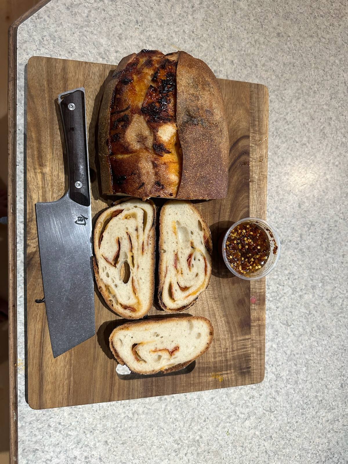 Inclusion loaf sliced open
